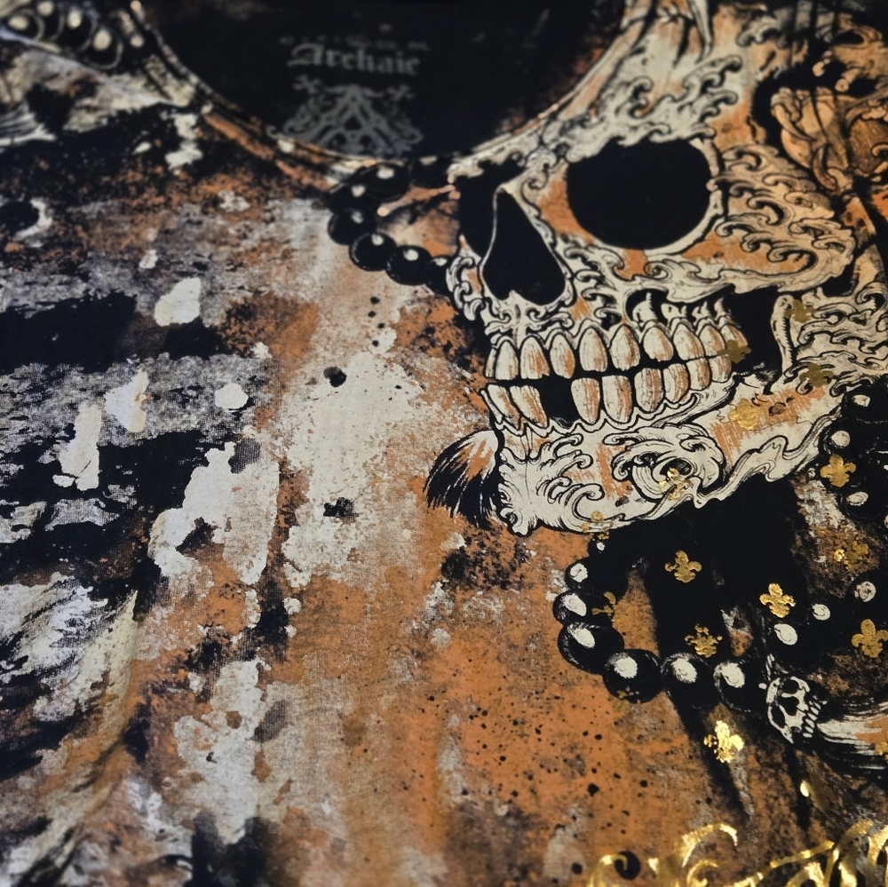 Graphic Skull T-Shirt with Beaded Design